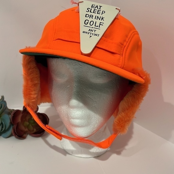 YoungAn Hat Mens Orange Eat Sleep Drink Golf Does Anyone Have Any Questions Cap - Picture 5 of 11